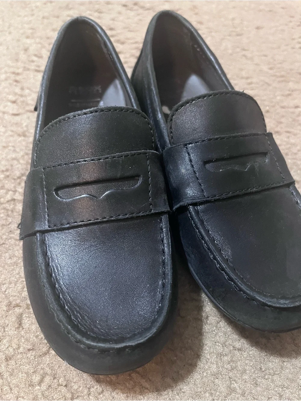 Geox Black Kids Leather Penny Loafers